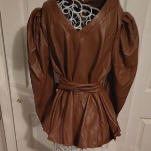 Ashley Stewart Tan Faux Leather Jacket